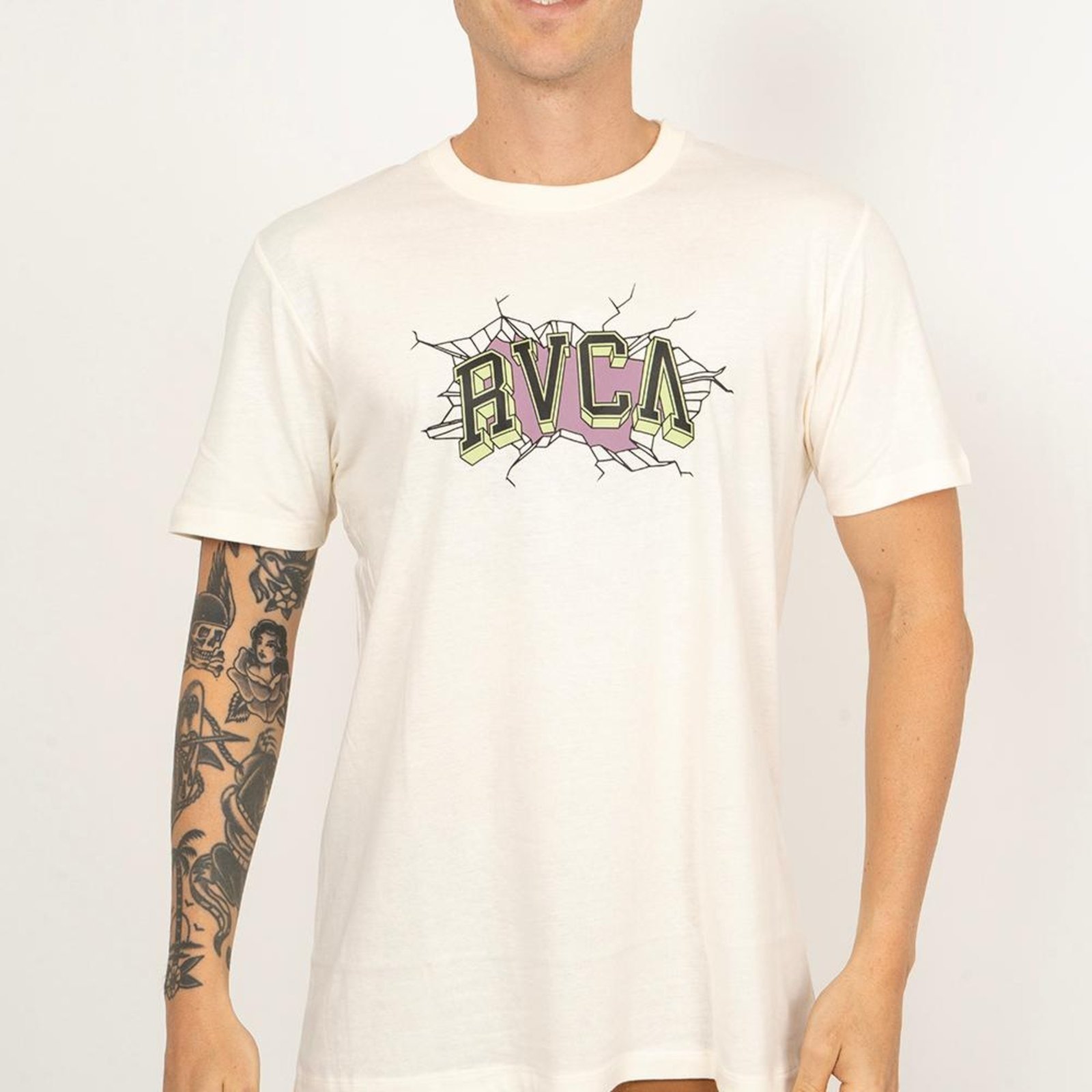 Camiseta RVCA Breaks SS SM26 Masculina Off White