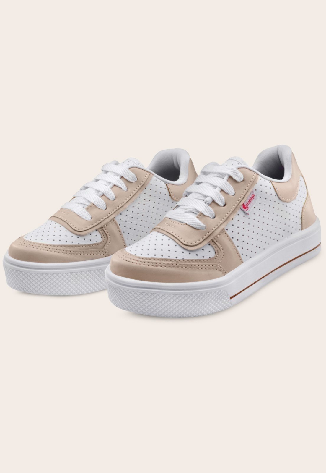 Infantil – Tênis Menina Estiloso Feminino Branco/Nude Mzkid