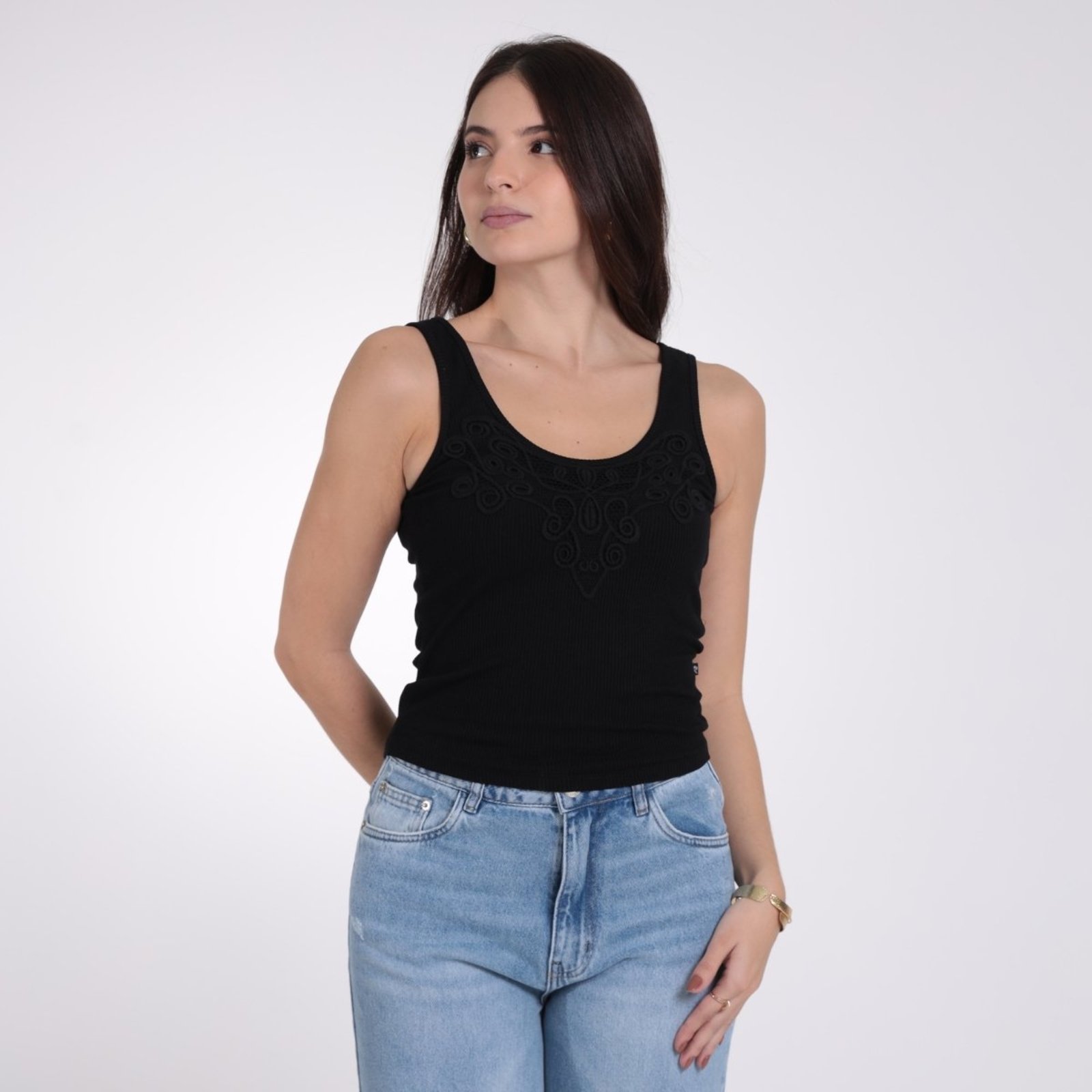 Blusa Feminina Canelada Cavada Guipir Revanche Sabrina