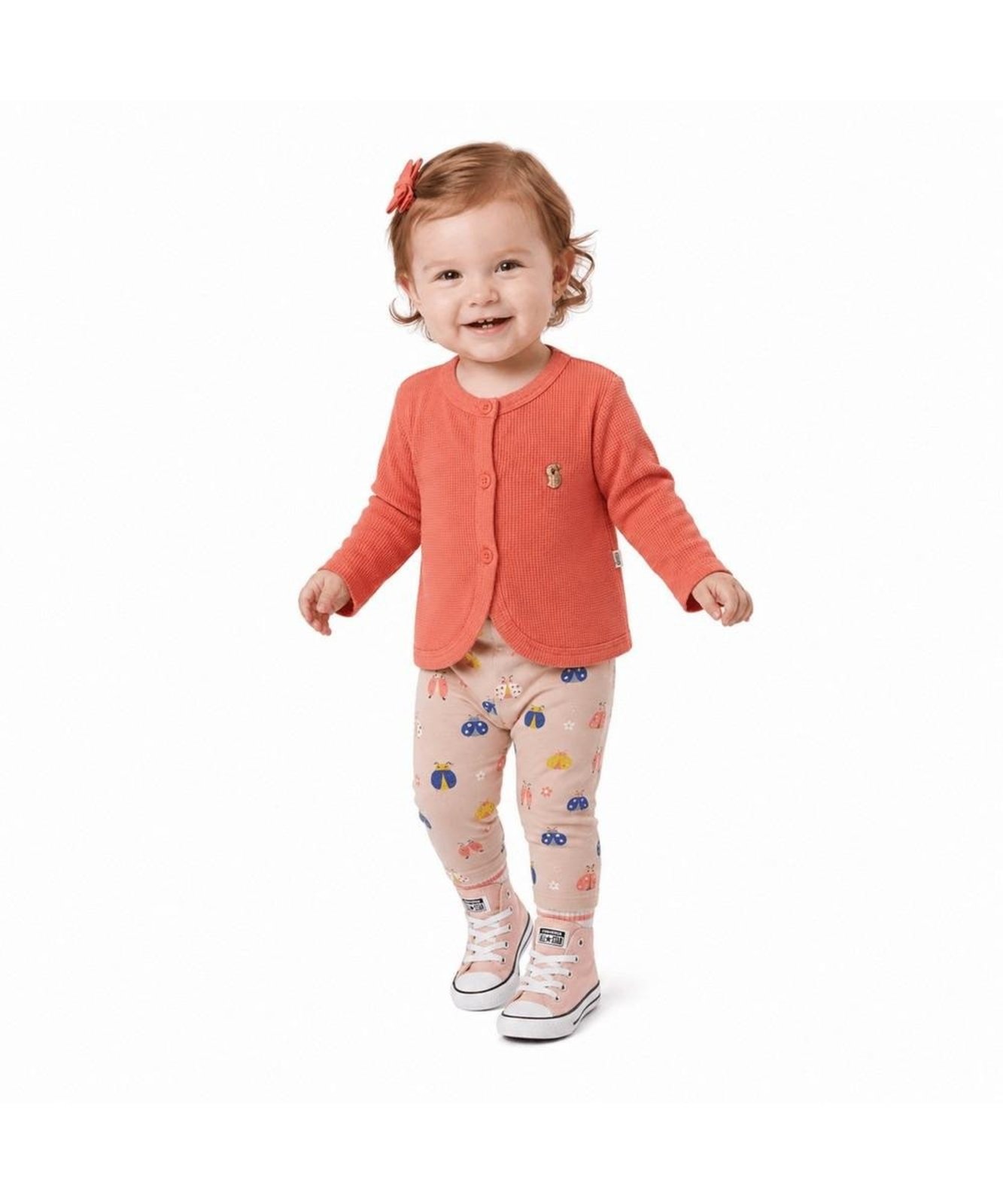 Infantil - Conjunto Menina Joaninhas Fofinhas Alphabeto Coral Coral