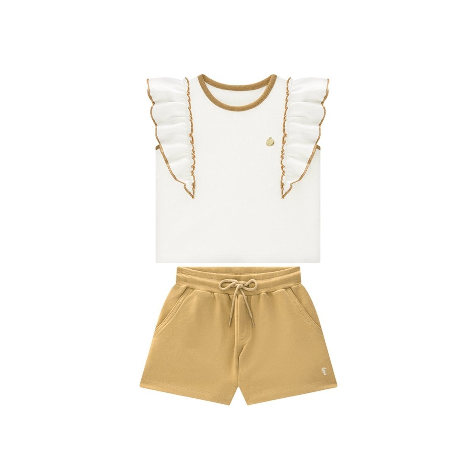 Infantil - Conjunto Menina Regata Ribana e Short Moletinho
