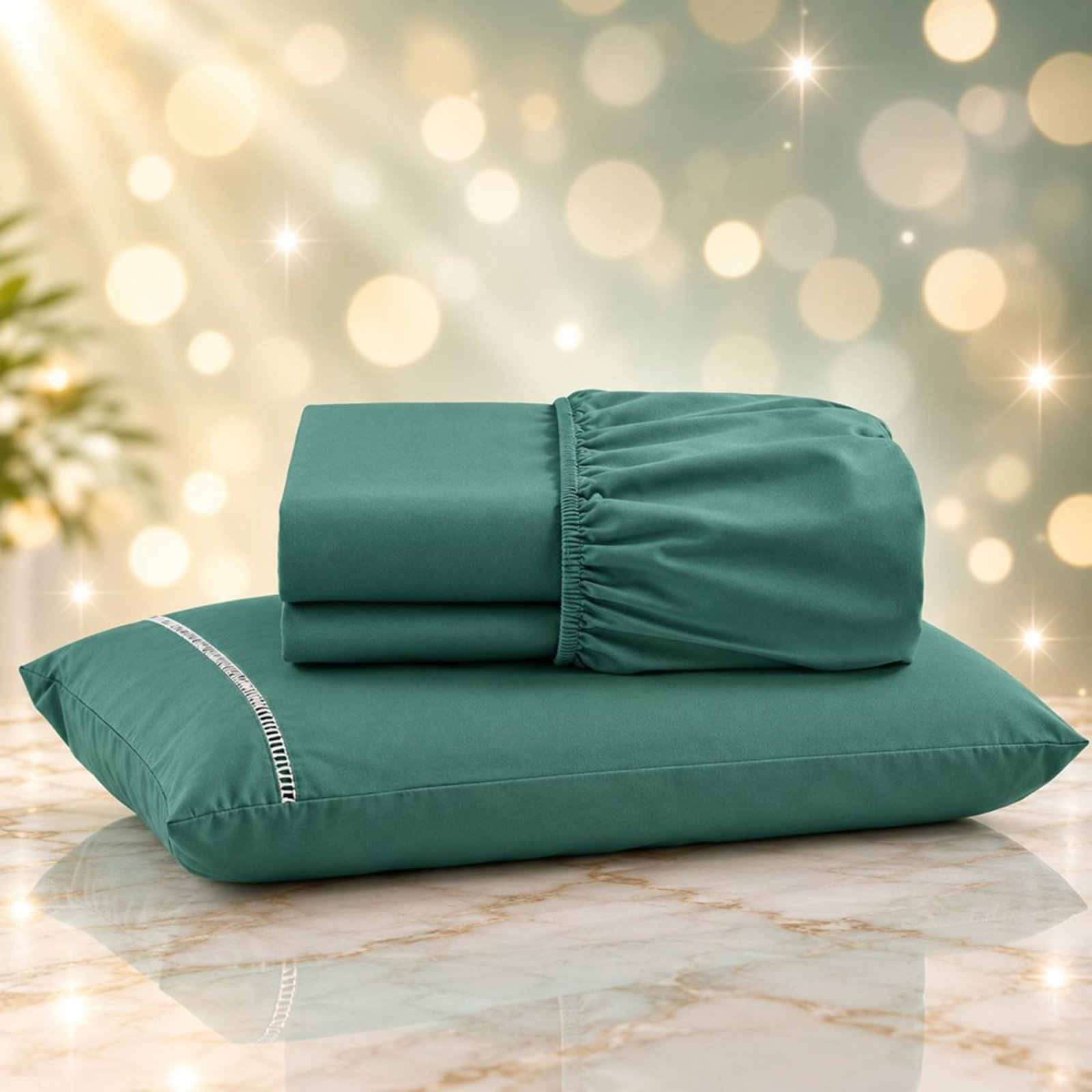 Jogo de Cama Lençol Quality Micropercal 600 fios Macio Solteiro 2 Peças - Verde Musgo