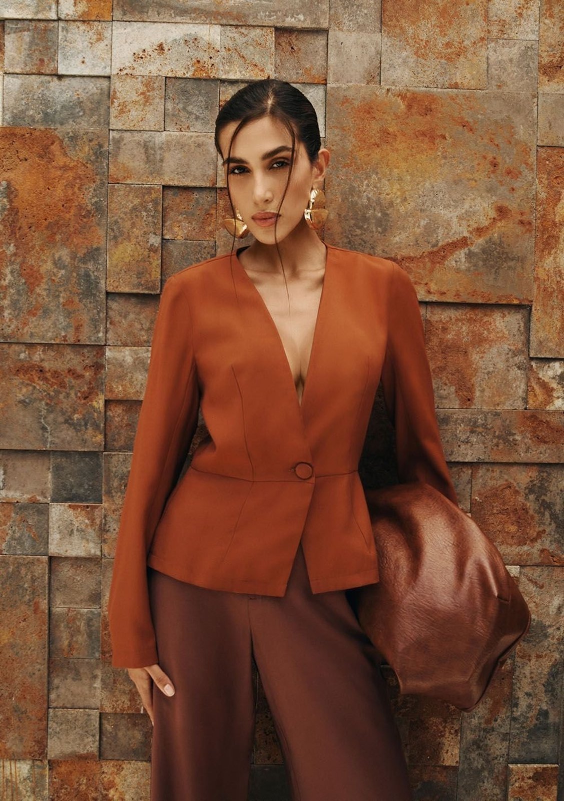 Blazer Ajustado Calima - Marrom