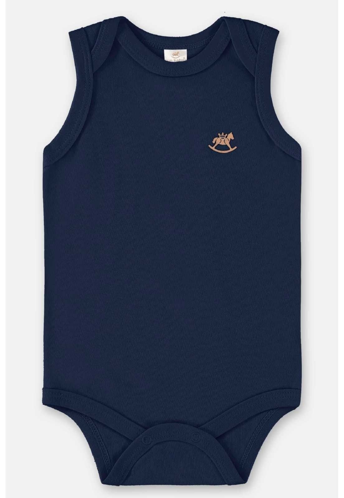 Infantil - Body Regata em Suedine Unissex Up Baby Azul Marinho