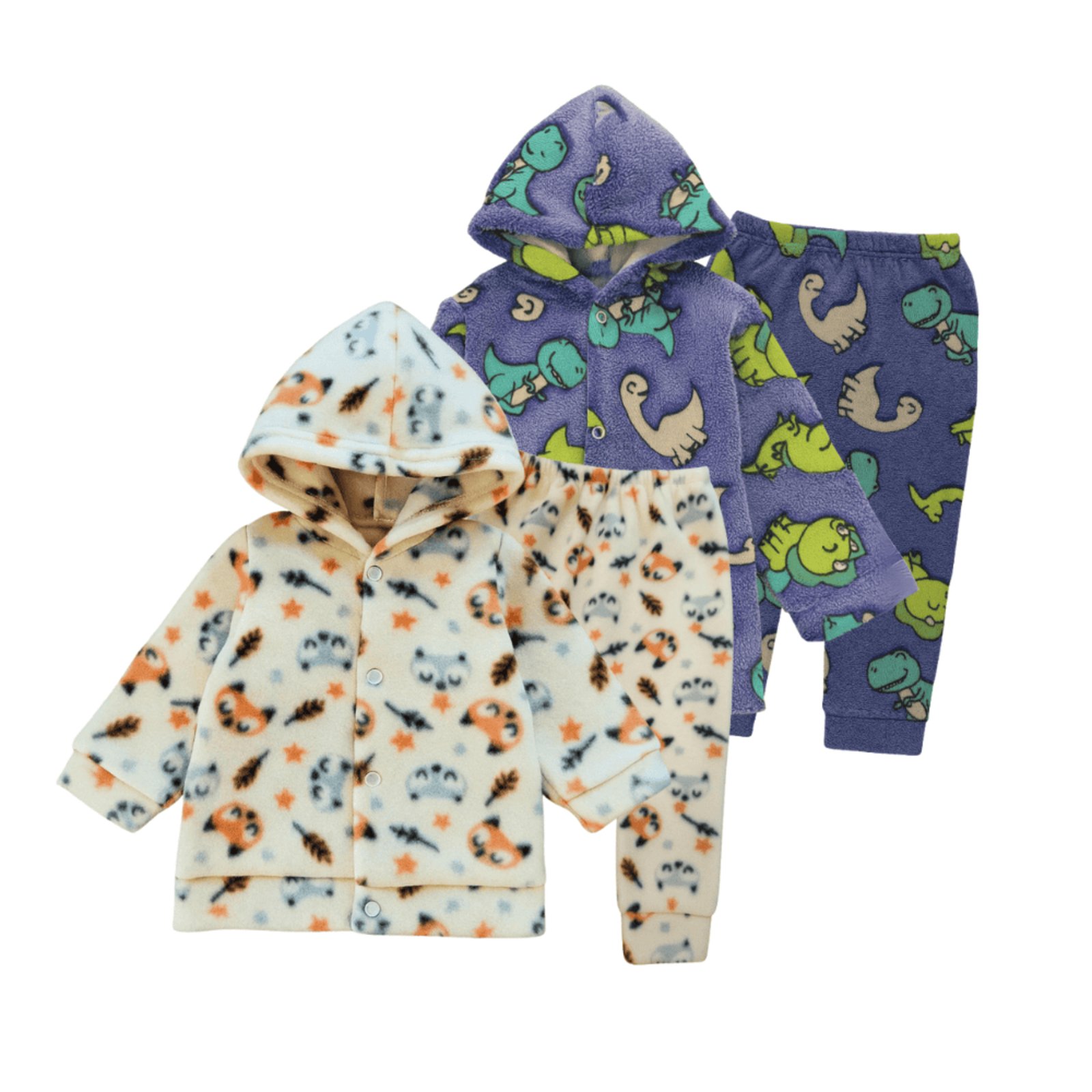 Infantil - Kit 2 Conjuntos Soft Quentinho Peluciado Longo Inverno Azul