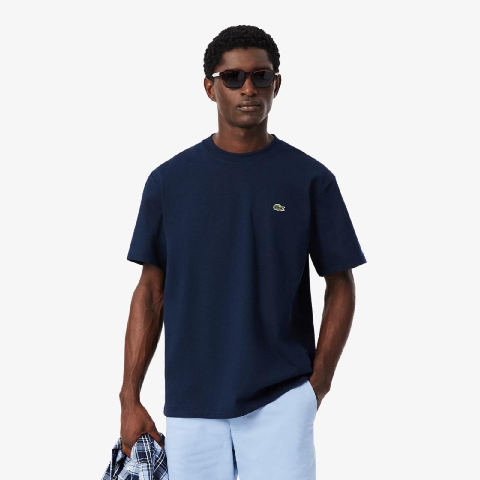 Camiseta de malha de algodão pesado Azul