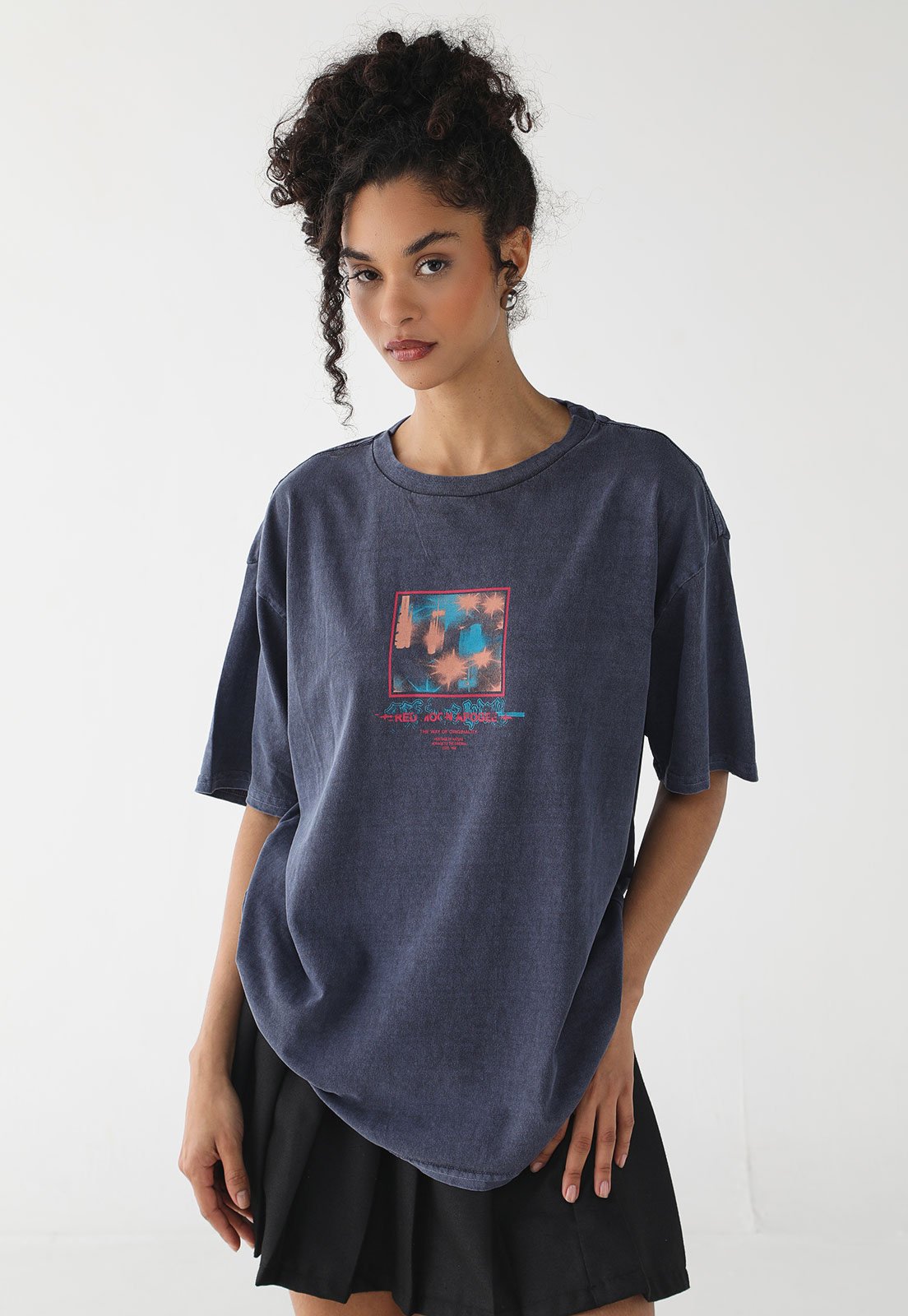 Camiseta Feminina Vans Knit Estonada Azul Escuro