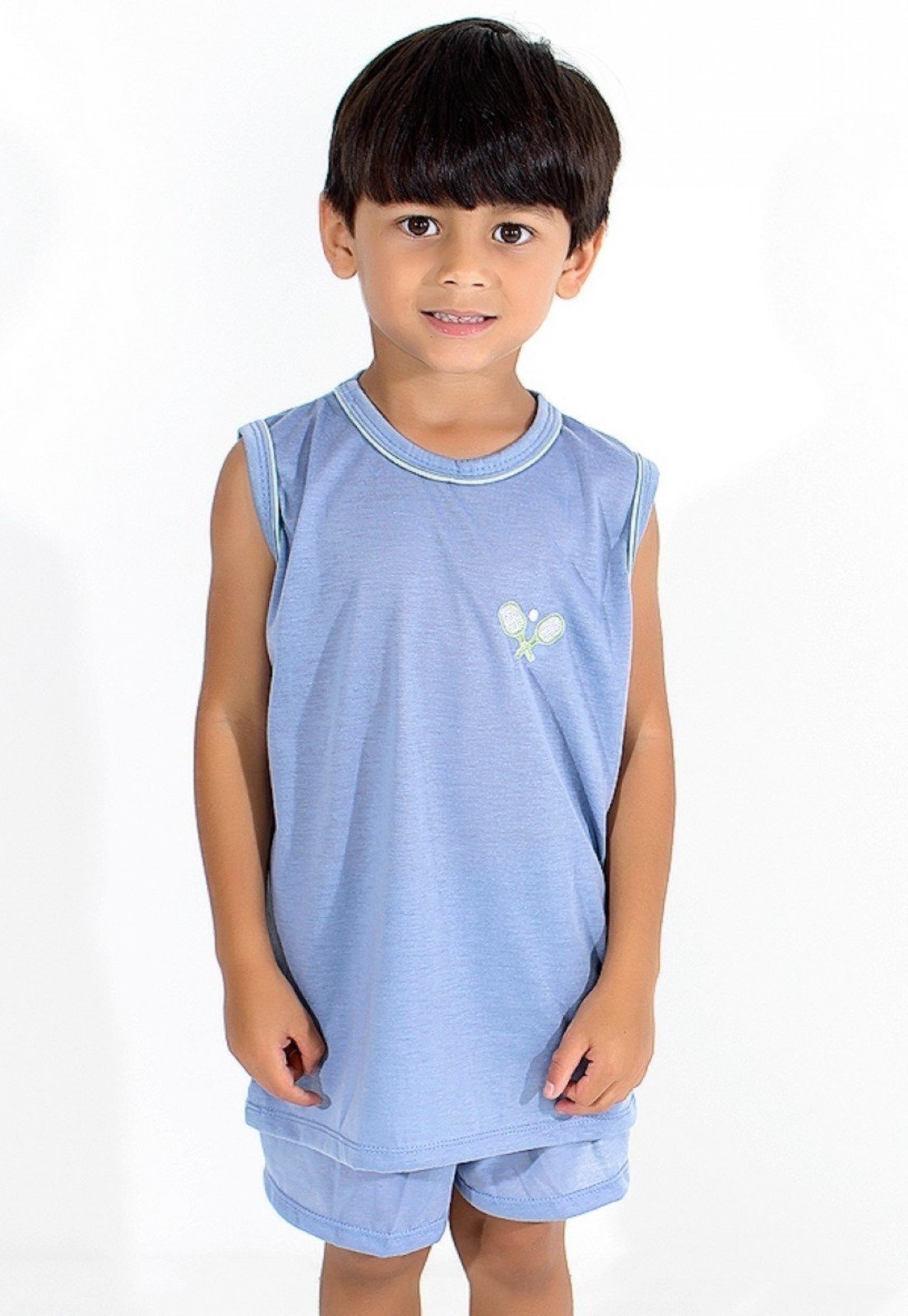 Pijama Linha Noite Verão Regata Menino Azul