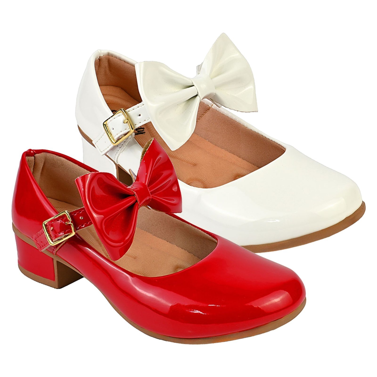 Infantil - Kit Com 2 Pares Sapatilha Feminina De Menina Boneca Do 28 Ao 36 101 - BRANCO E VERMELHO 505