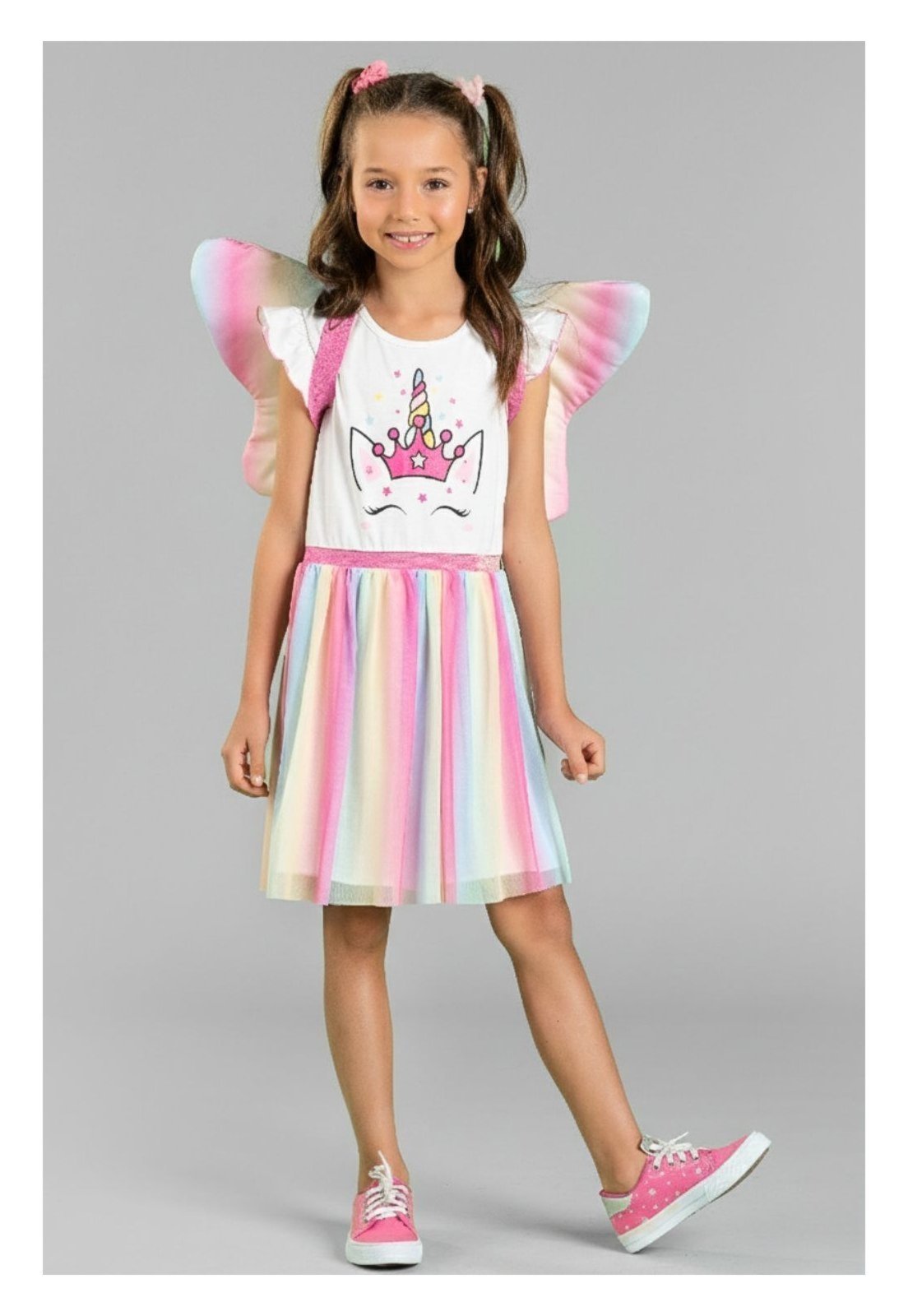 Infantil - Vestido Bem Vestir Fantasia Menina Unicórnio com Asas