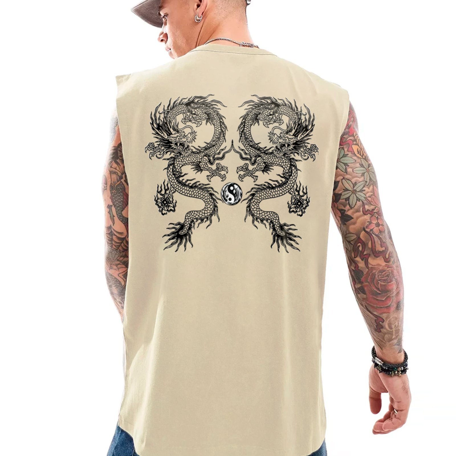 Camiseta Regata Machão Japão Dragões Yin Yang Street Off White