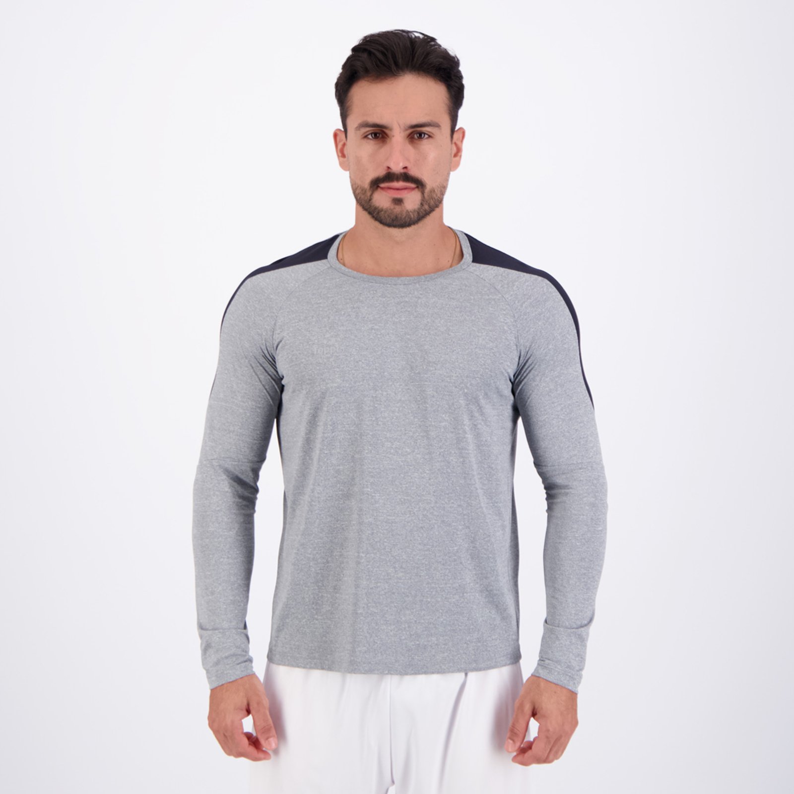 Camiseta Topper Performance Poliamida Manga Longa Cinza