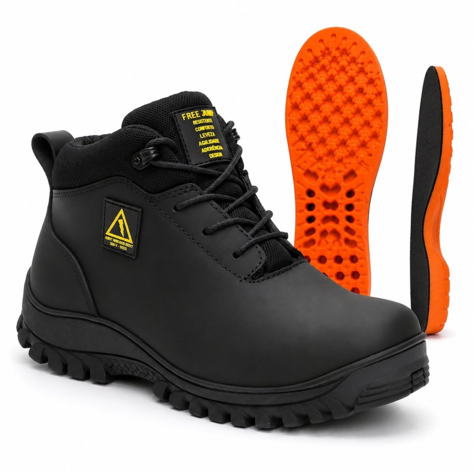 Coturno Masculino Bota EPI Segurança Preto Eletricista Couro Certificado C.A