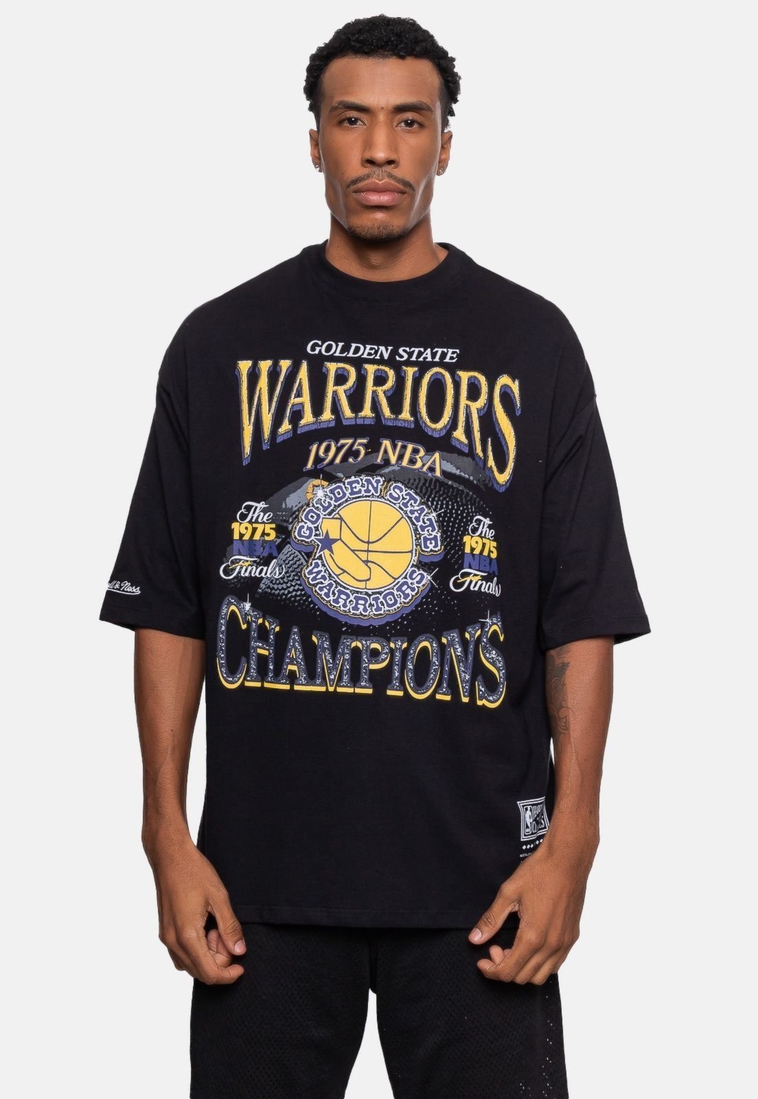 Camiseta Mitchell & Ness Oversize Golden State Warriors Preta