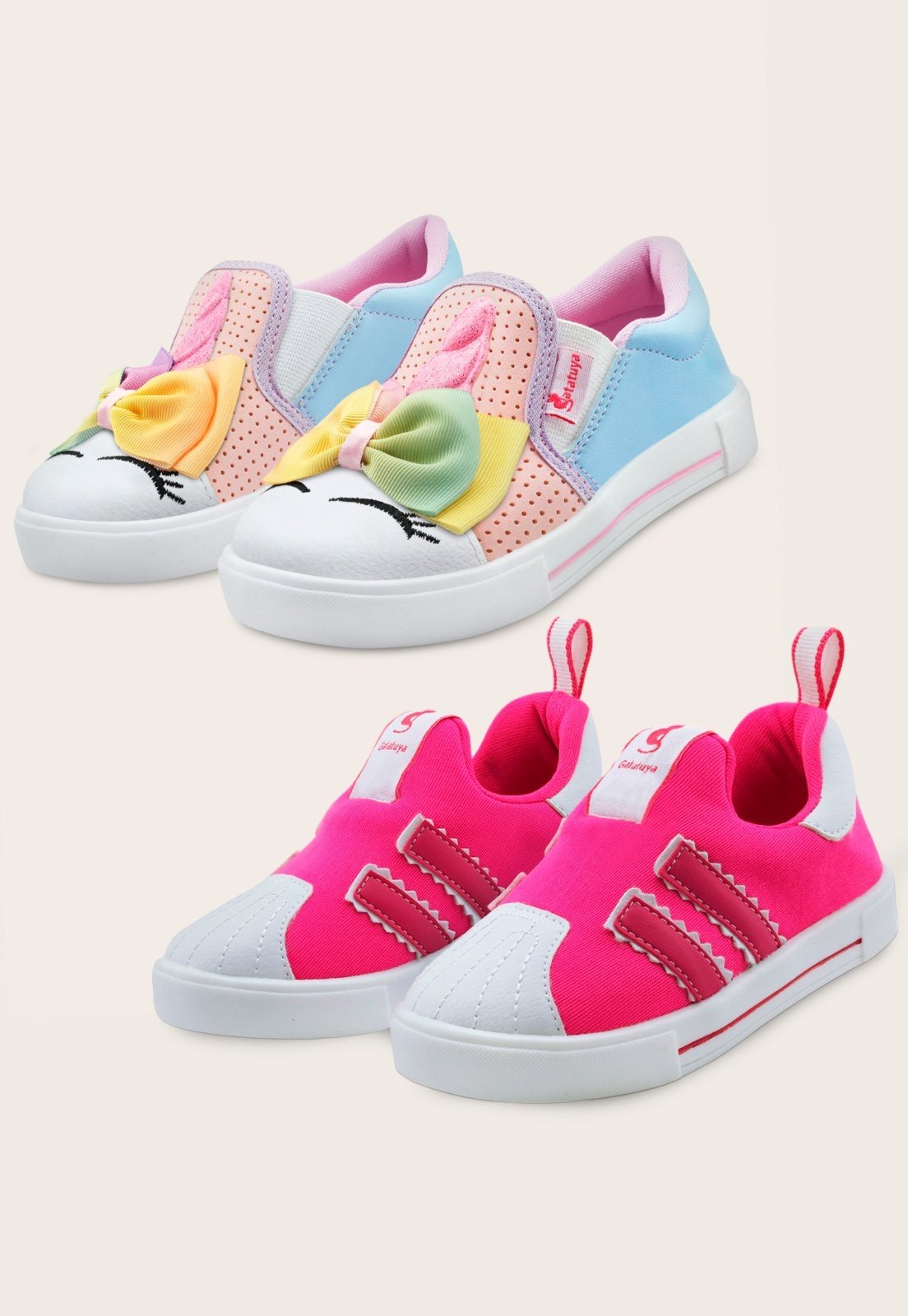 Infantil – Kit 2 Pares de Tênis Menina Calce Fácil Unicórnio/Pink Mzkid