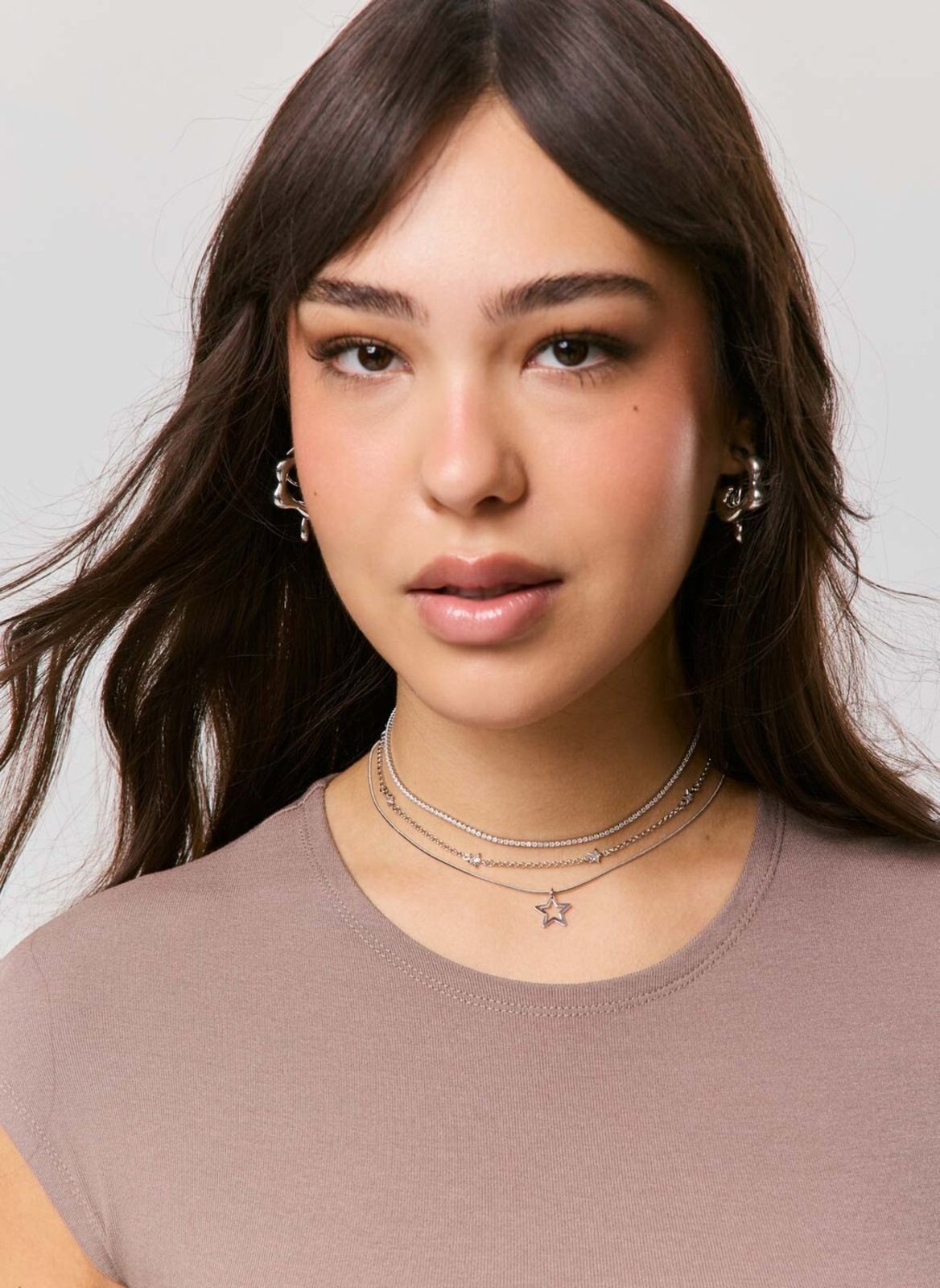 Kit Colares Chokers Prateados Estrelas