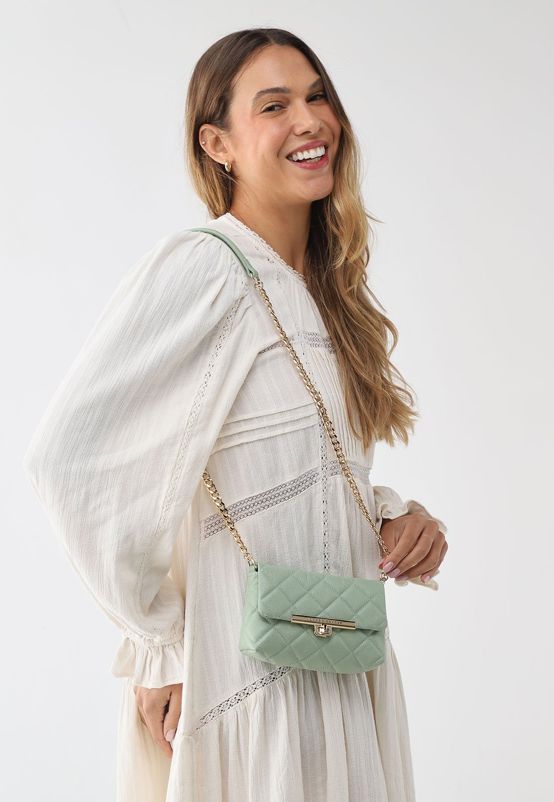Bolsa Feminina Jorge Bischoff Matelassê Verde