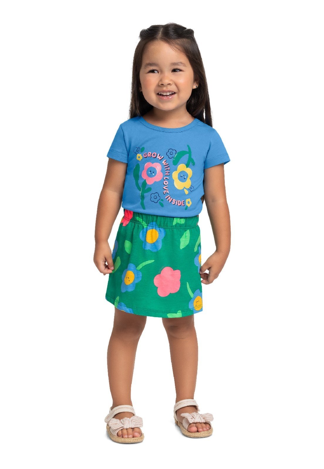 Vista 2 Infantil - Conjunto Blusa e Short-Saia Bee Loop branco Bee Loop branco