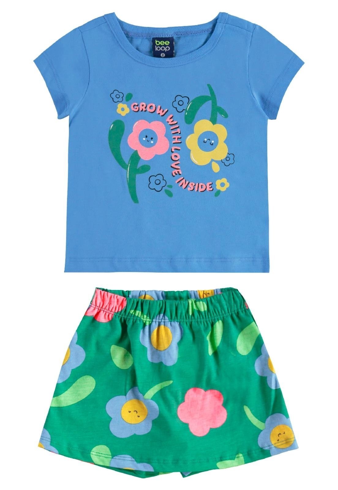 Vista 3 Infantil - Conjunto Blusa e Short-Saia Bee Loop branco Bee Loop branco