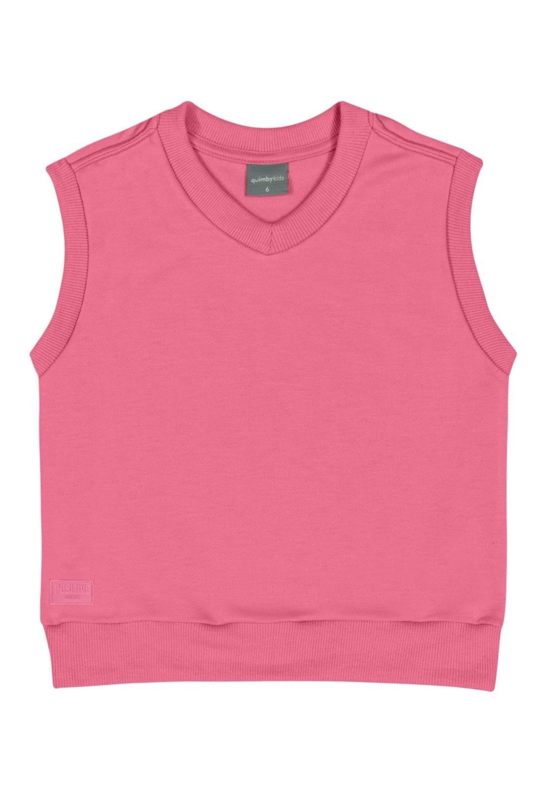 Infantil – Colete Básico Unissex em Moletom Quimby Rosa Pink