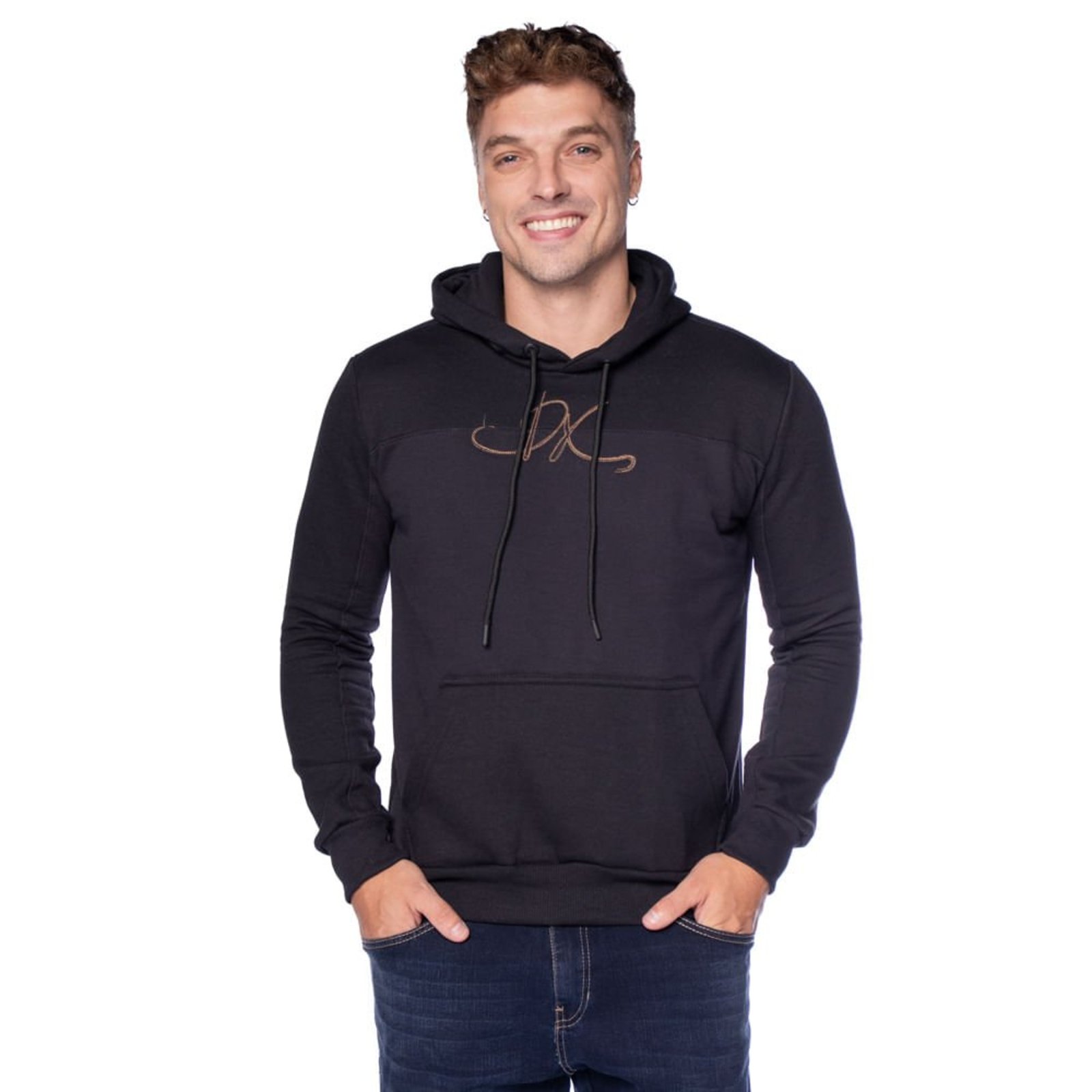 Moletom Masculino Dixie Capuz Canguru Preto
