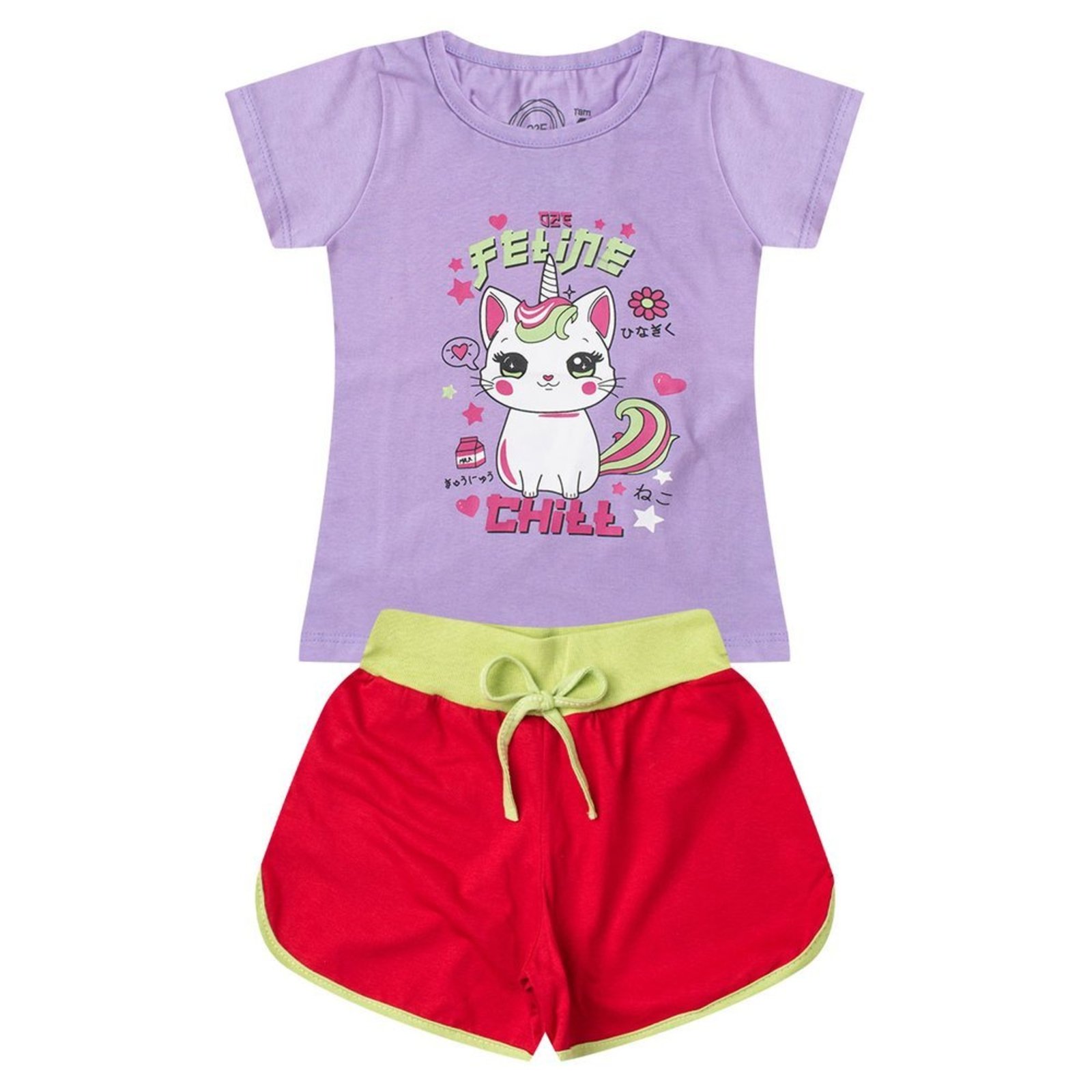 Infantil - Conjunto Menina Gatinho Verão