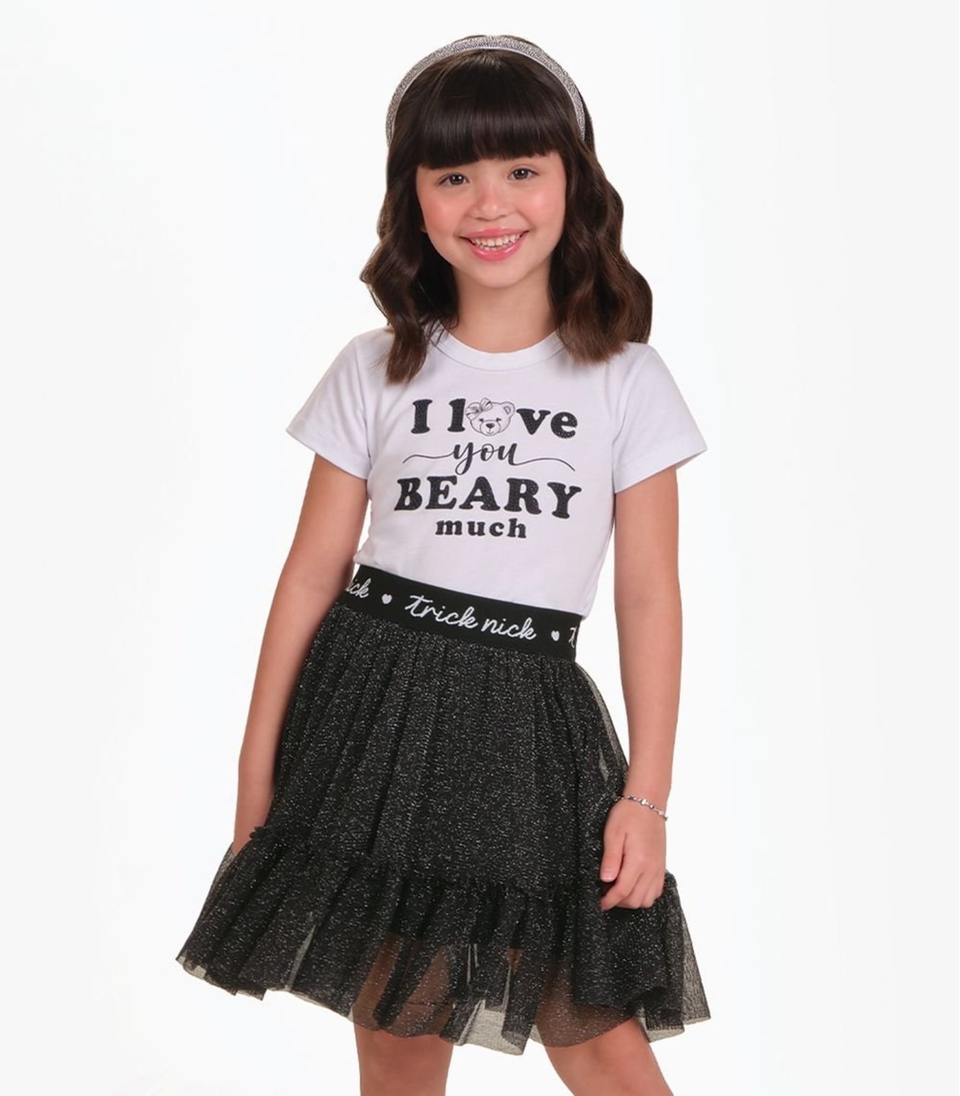 Infantil - Conjunto Blusa com Saia Menina Trick Nick Preto