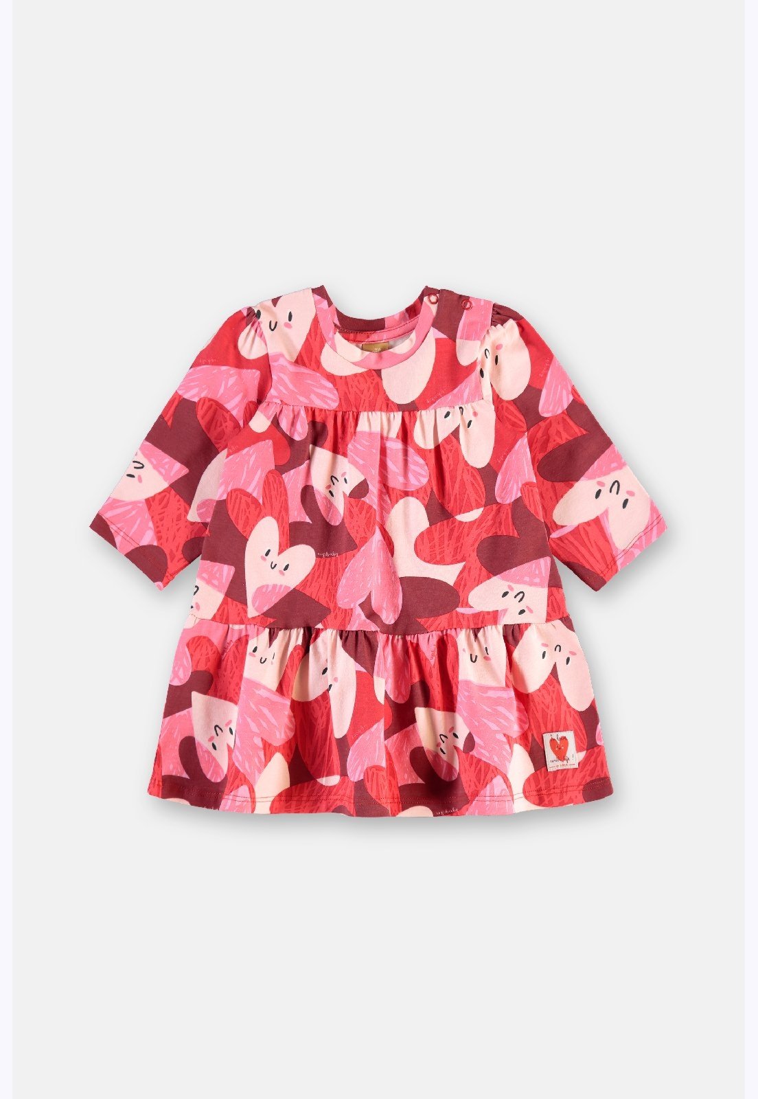 Infantil - Vestido Cotton Estampa Corações Up Baby Marrom