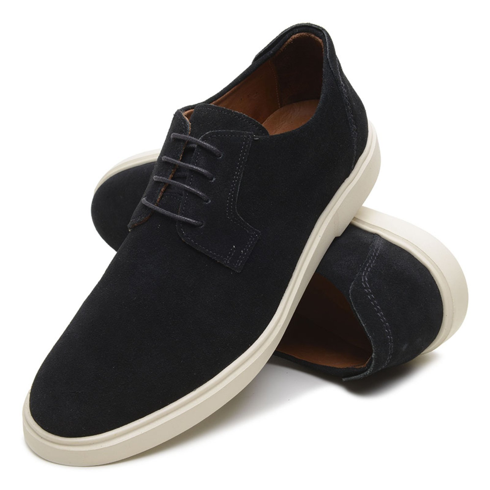 Sapato Masculino Casual Veritimo Em Couro Sider Derby Mocassim Amarrar Esporte Fino Macio Preto