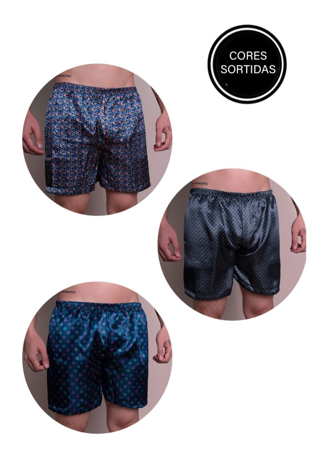 Samba Canção Masculina Serra e Mar Modas Short Cetim