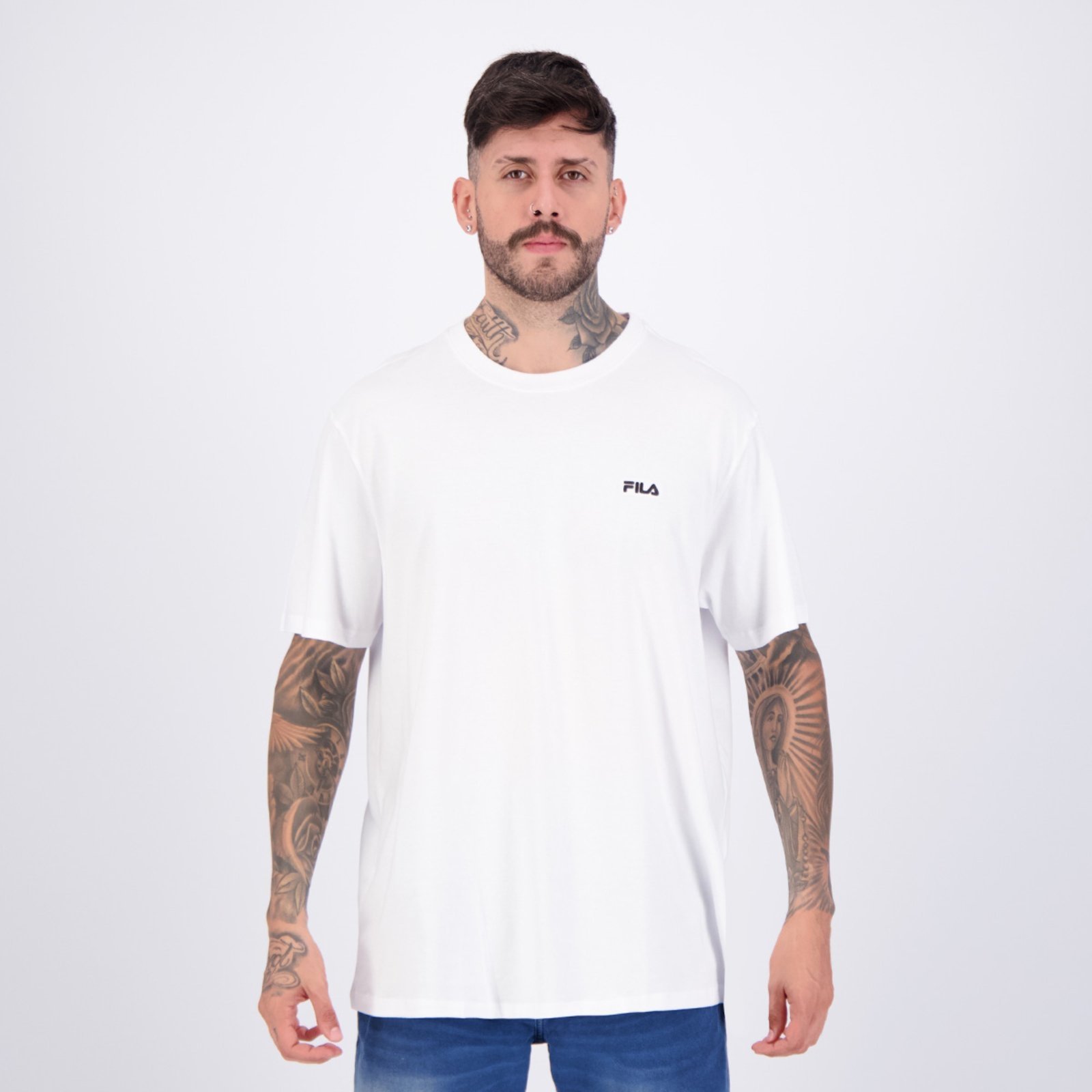 Camiseta Fila Regular Classic Branca e Preta