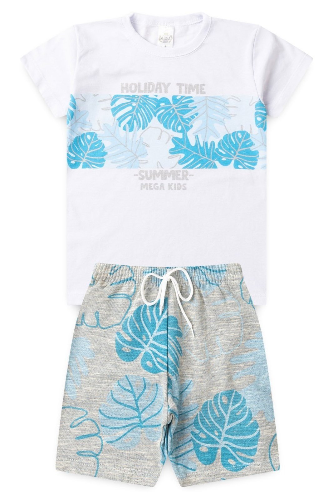 Vista 2 Infantil - Conjunto Verão Masculino Holiday Time - Branco Mega Kids unico Mega Kids unico
