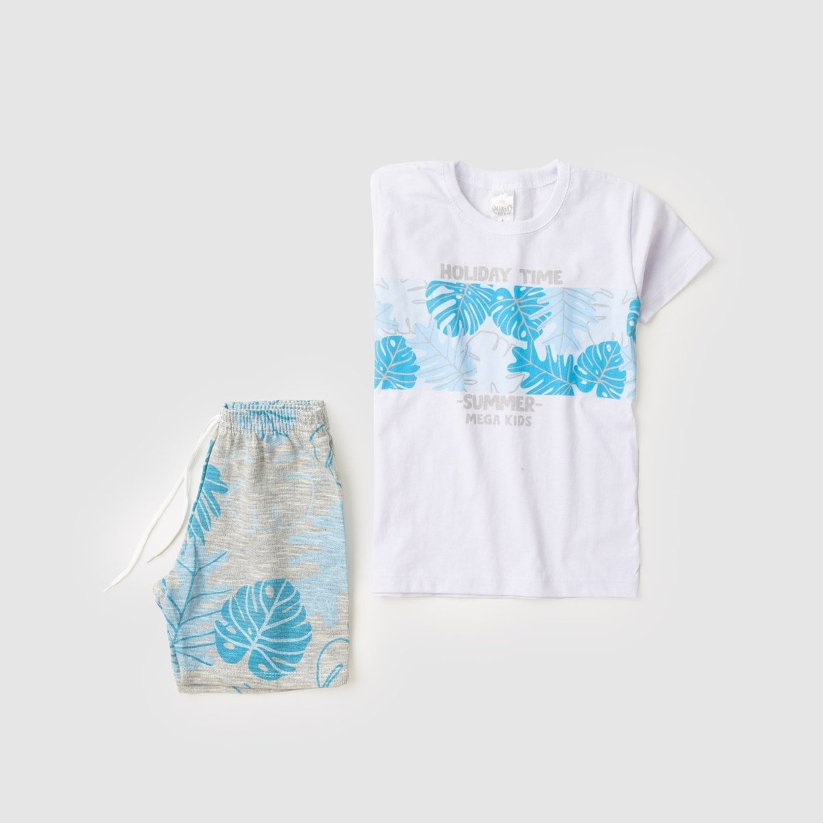 Vista 3 Infantil - Conjunto Verão Masculino Holiday Time - Branco Mega Kids unico Mega Kids unico