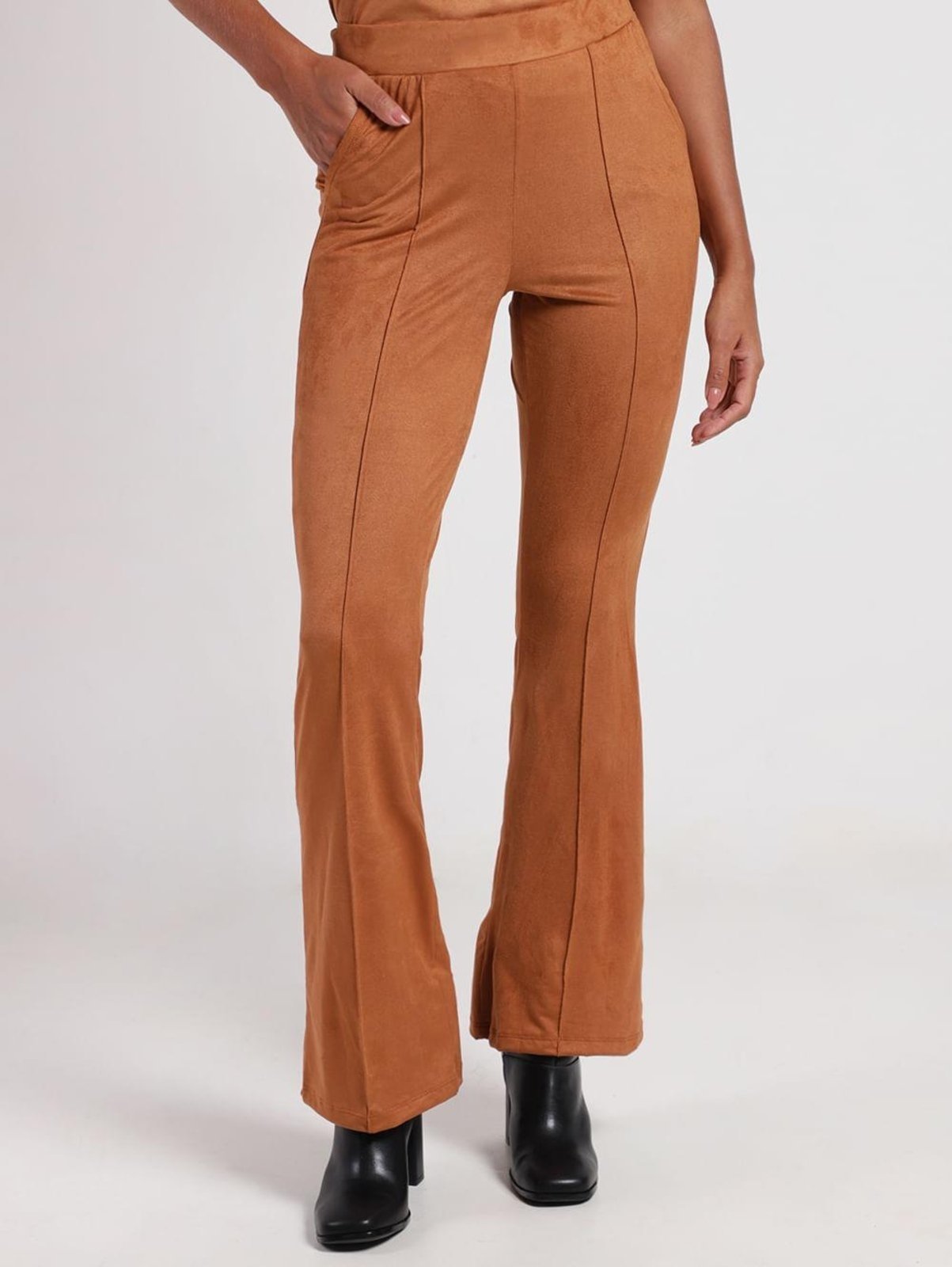 Calça Suede Flare Feminina CARAMELO