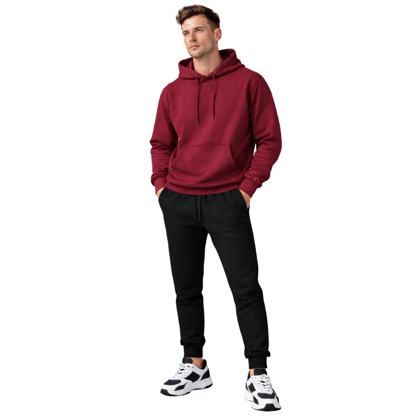Conjunto Moletom Masculino Casaco com Capuz + Calça Jogger Casual Confortavel e Moderno Liso