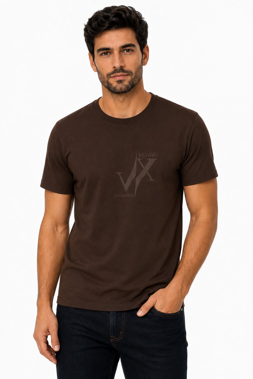 Camisa Masculina D Bell Outlet Fashion Básica Algodão Marrom