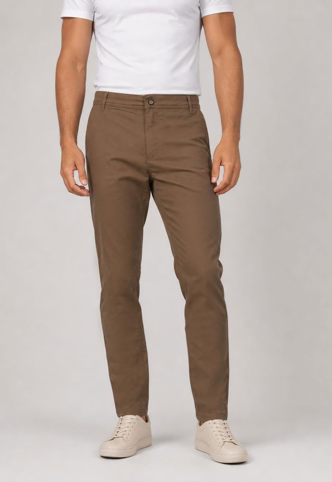 Calça Sarja Masculina Reserva Chino Cintura Média Biarritz Marrom