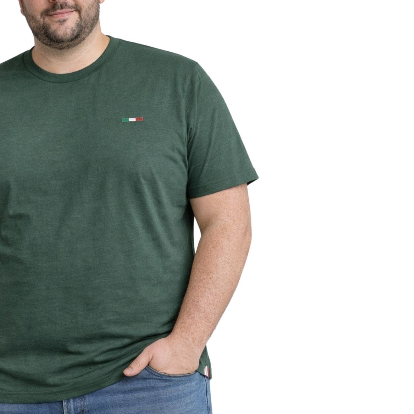 Camiseta Masculina Plus Size Básica Vih Triny Premium Verde Algodão Bordado Marfim