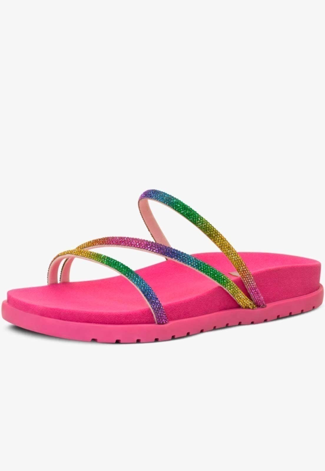 Vista 2 Infantil - Sandália Rasteira Feminina Pópidi Chinelo Papete Brilho Strass Colorido multicolorido Pópidí multicolorido