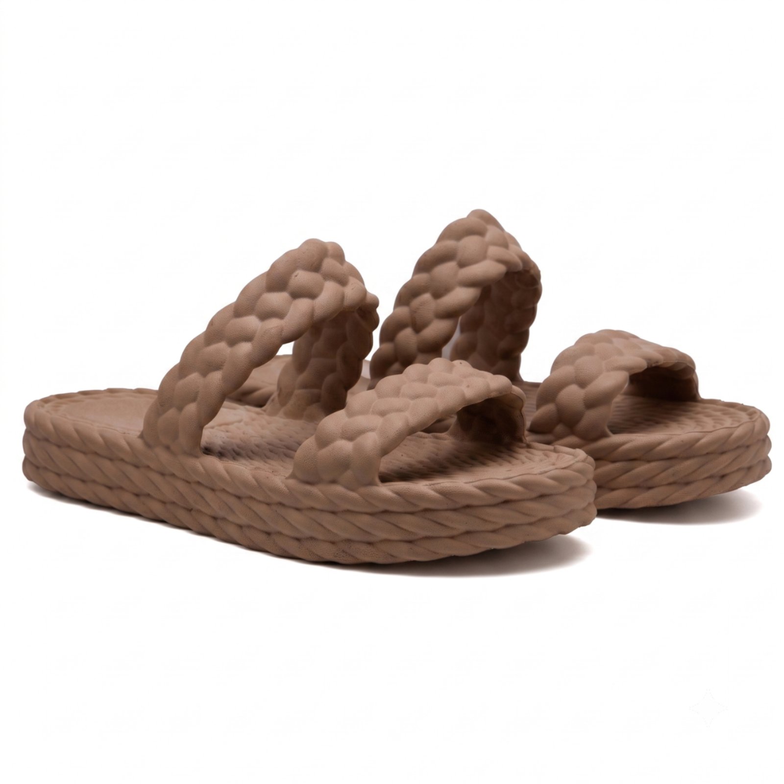 Chinelo Feminino Casual Anna Andrade Flatform Sandália Rasteira Conforto Trança Marrom