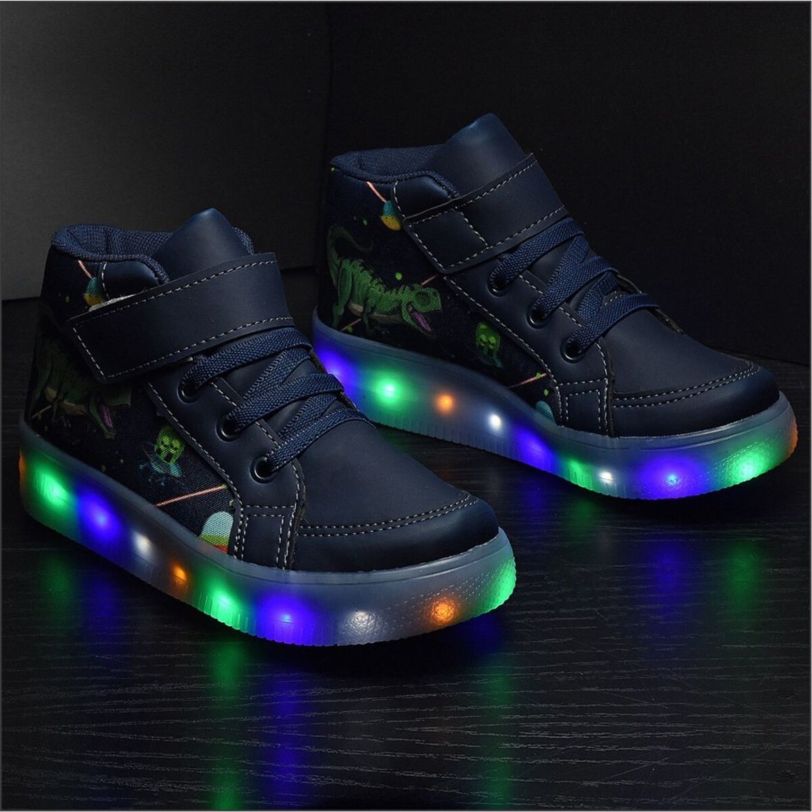 Vista 3 Infantil - Kit Tênis De Led Botinha Dinossauro Meninos Mochila Chinelo Óculos Relógio CALCADOS LGHT LIGHT azul CALCADOS LGHT LIGHT azul