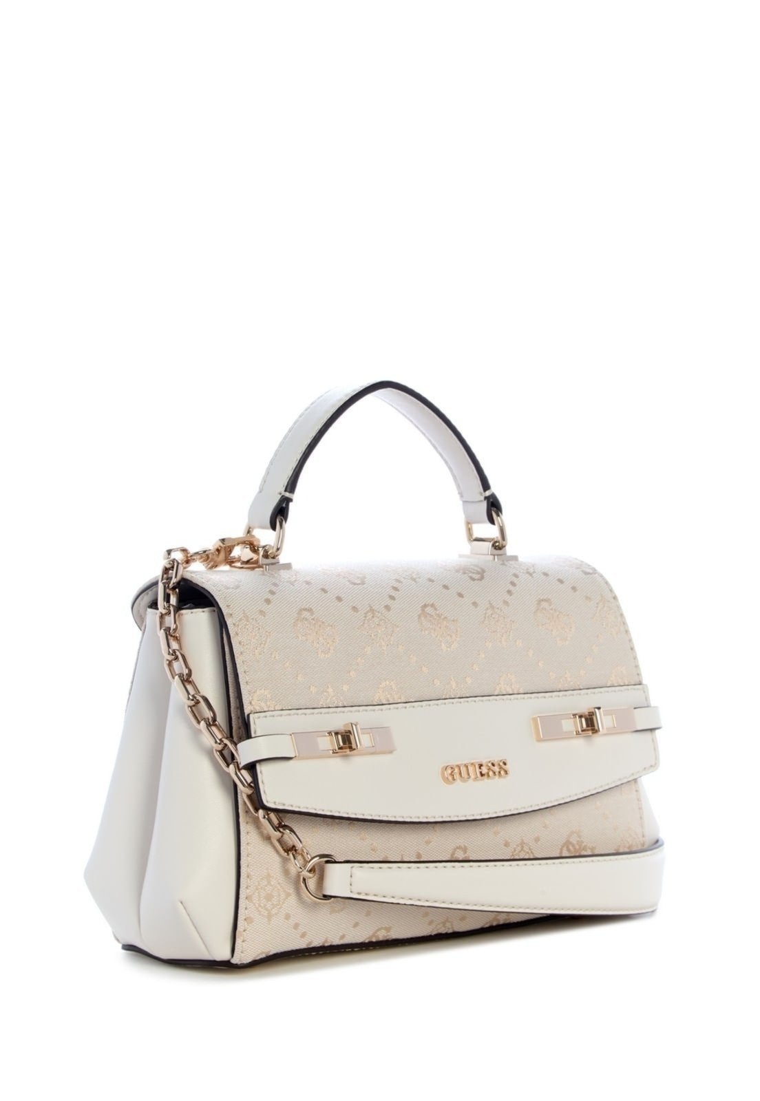 Vista 3 Bolsa Guess Melinda Logo Top Handle Flap Off White off-white white Guess off-white white