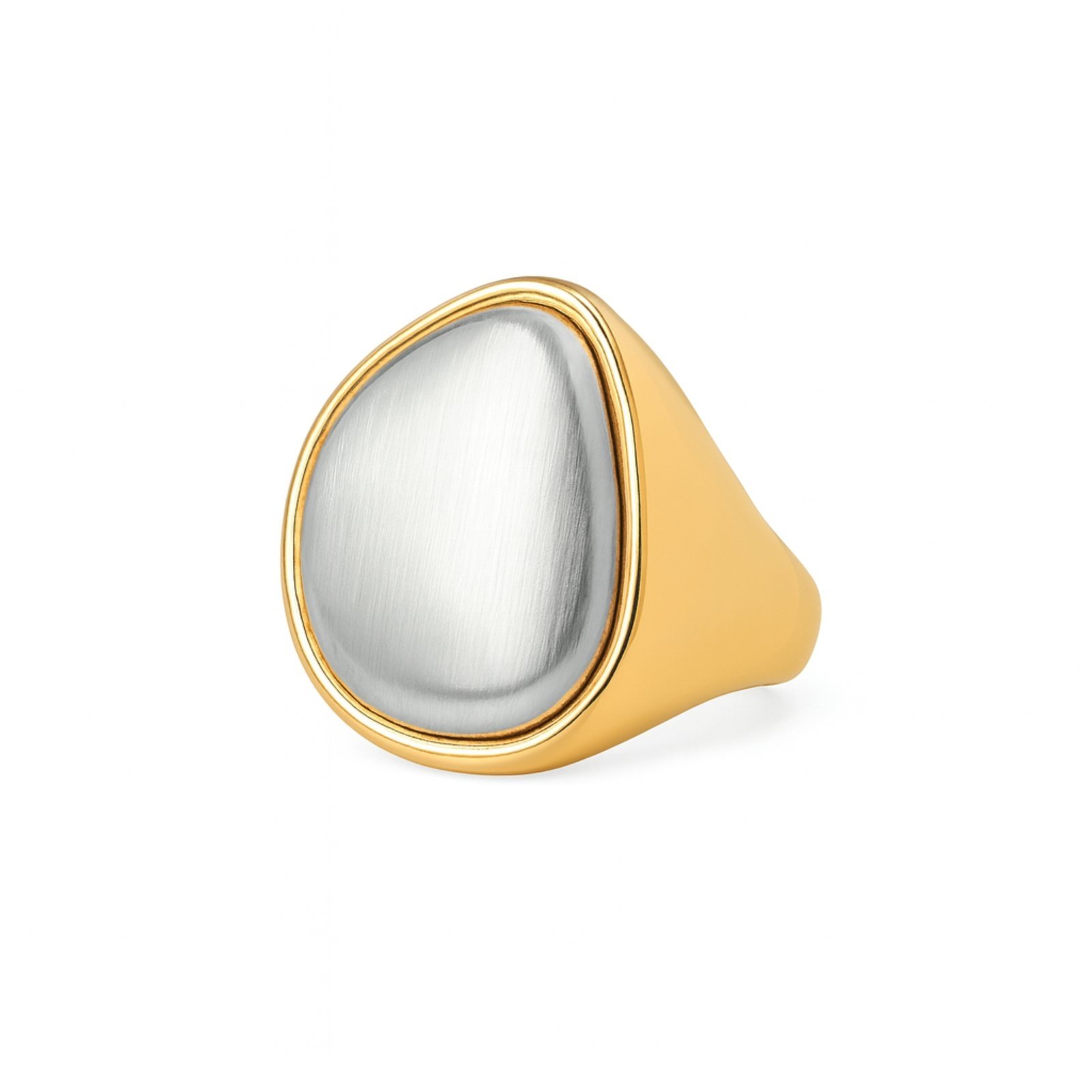 Anel Vih Triny Moderno Perola Banhado a Ouro Dourado