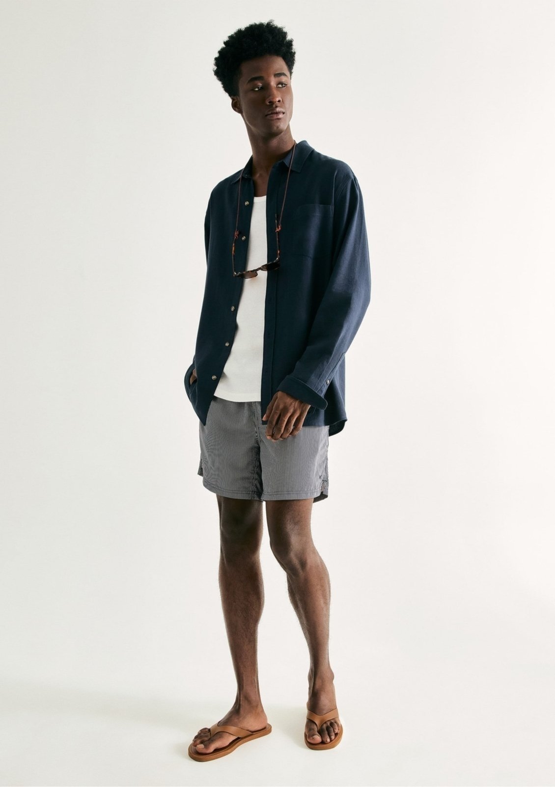 Vista 2 Shorts De Banho Masculino Listrado Hering azul Hering azul