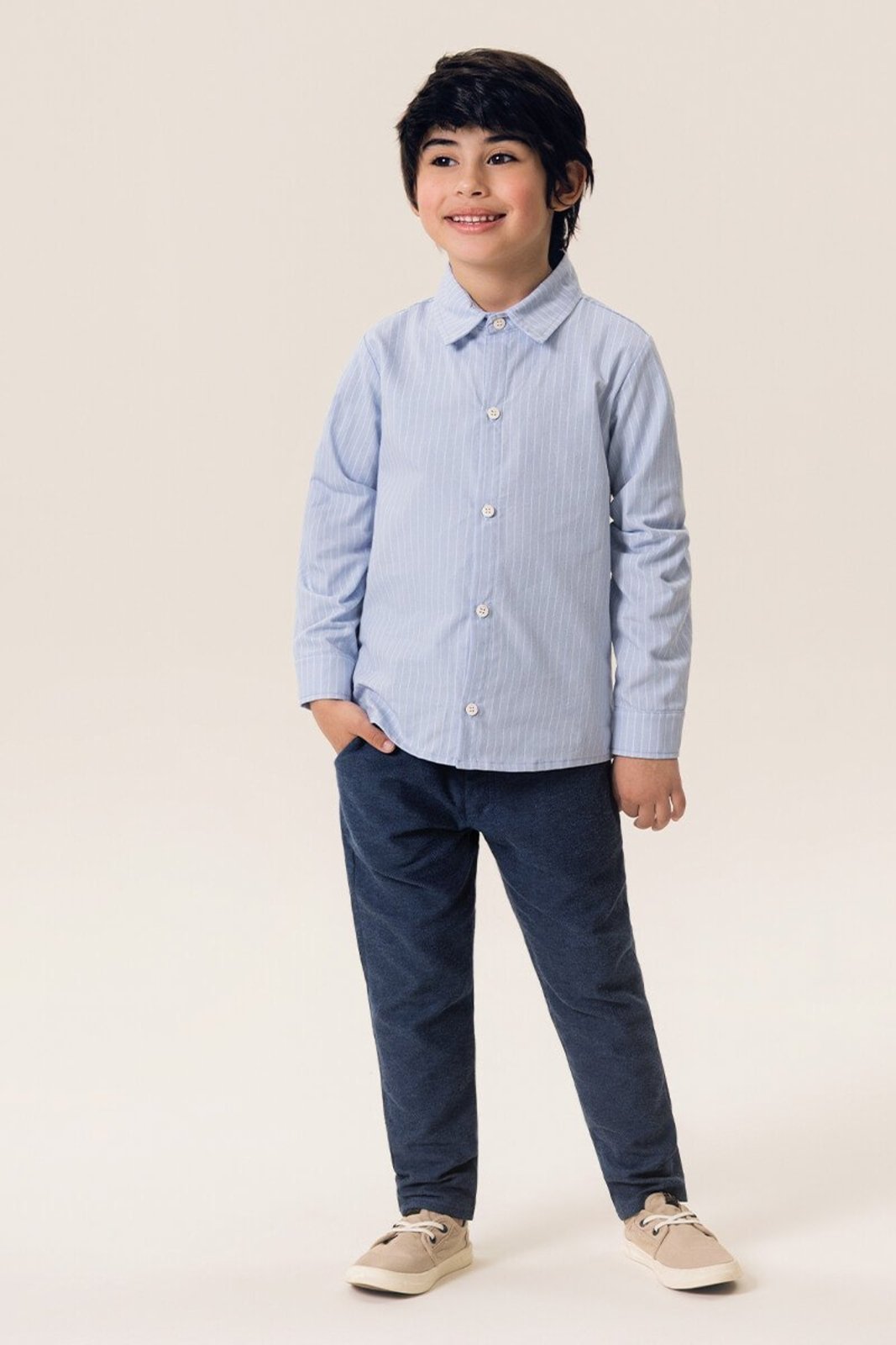 Infantil - Camisa Bugbee em Tecido Listrado