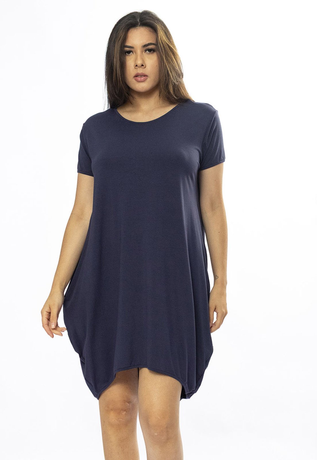 Vestido Curto Amazônia Vital Malha Amplo Always Azul Marinho