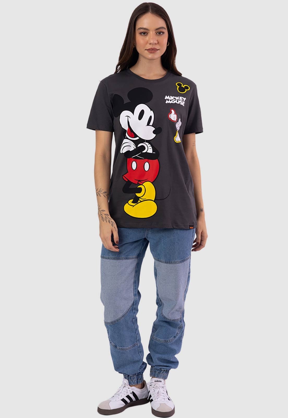 Vista 3 Camiseta Piticas Disney Mickey Mouse Stickers Chumbo cinza PITICAS cinza