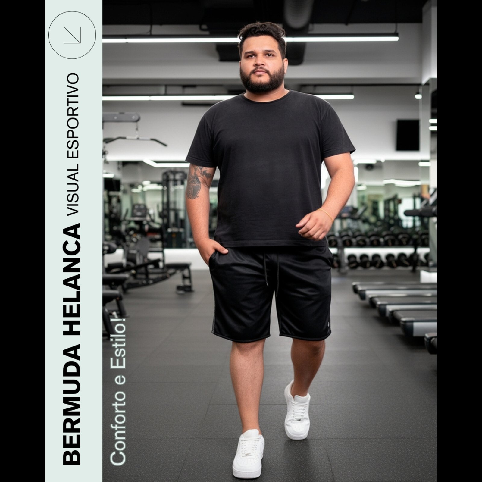 Bermuda Plus Size Masculina Esporte Short Helanca Premium Treino Academia