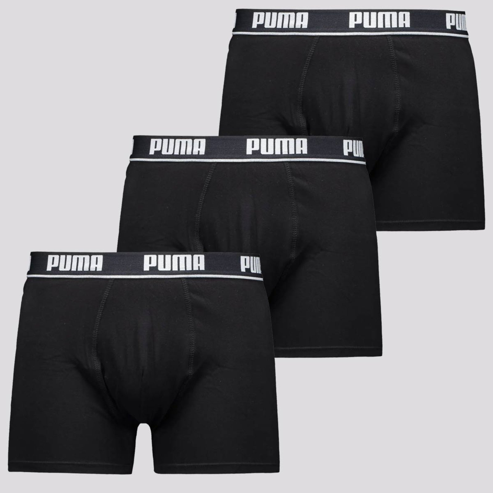 Kit 3 Cuecas Puma Boxer Algodão Preta
