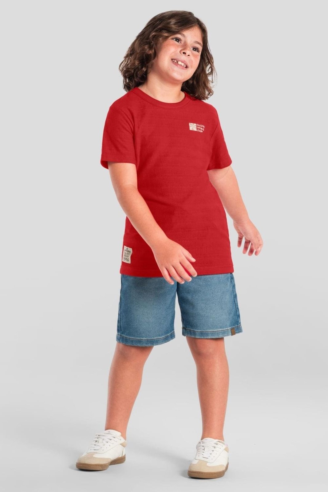 Infantil - Camiseta menino em malha texturizada Brandili Vermelho
